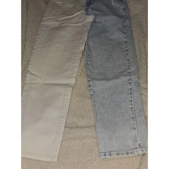 RSQ Two Tone Jeans Womens Size 25 White Blue Denim Straight Leg Casual - Picture 2 of 6